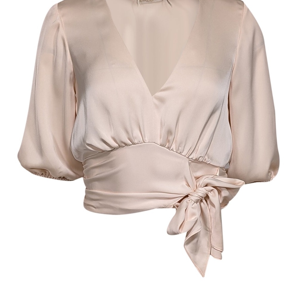 Ramy Brook Blush Satin Wrap Blouse